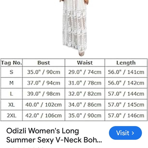 NEW Odizli Boho Maxi Dress 6 Embroidered Mesh Lace Bridesmaid Beachy White Flowy - Picture 12 of 13